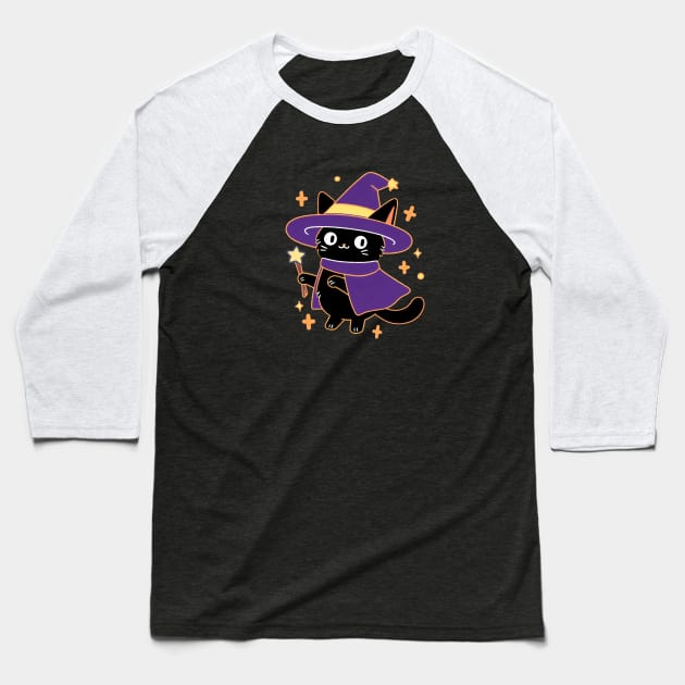 Witch Cat,Black Cat Art Baseball T-Shirt by xuanxuanshop